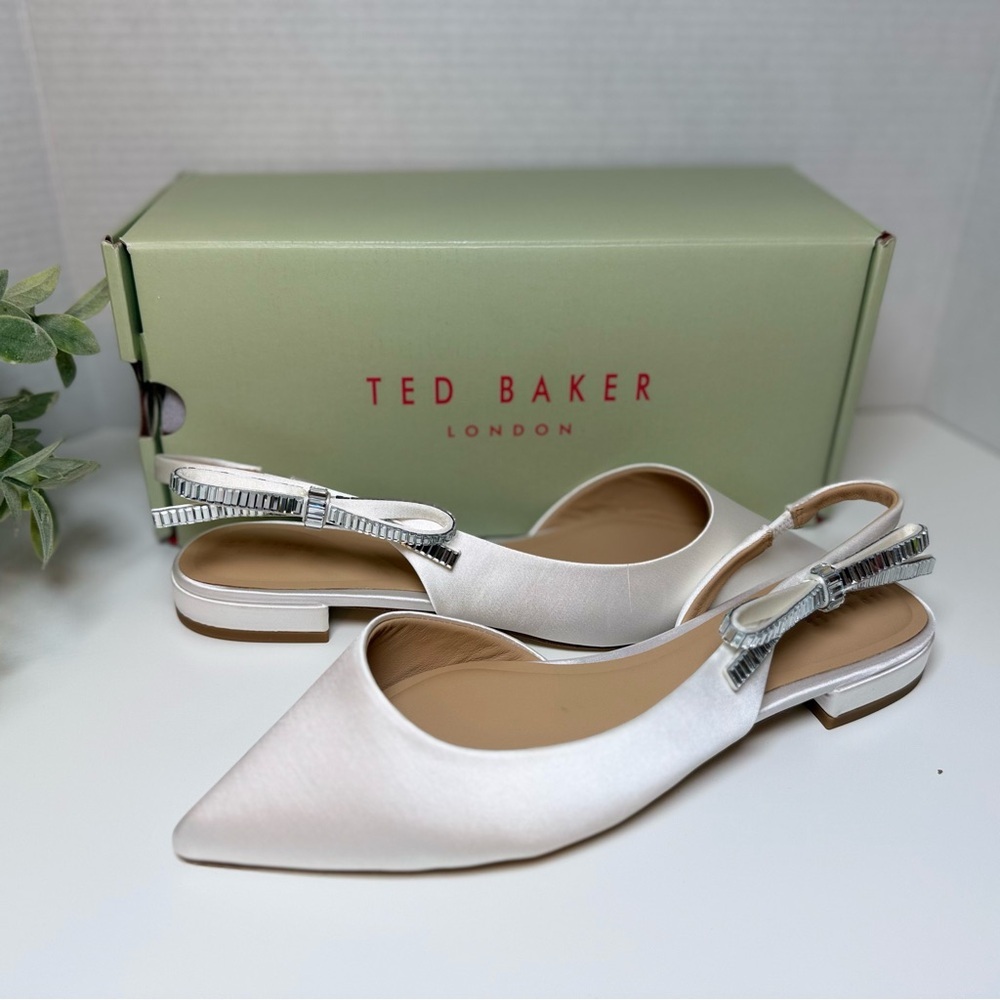 Ted Baker London Jane Bow Slingback Half d'Orsay Pointed Toe Flat Size 9.5